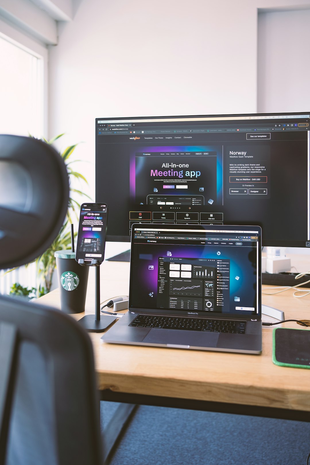 products-hero-img Introducing the exceptional design of the Norway Webflow app template, where you can create a visually stunning user experience with its eye-catching dark theme and captivating gradients. Ajourney of digital marvels, symphony of design and technology, crafted with devotion in the realm of Webflow. This is a showcase for one of our Websites templates named #Norway, build in Webflow, sits beautifuly in cross-devices such as Macbook, iPhone, 4K Lg Monitor.
